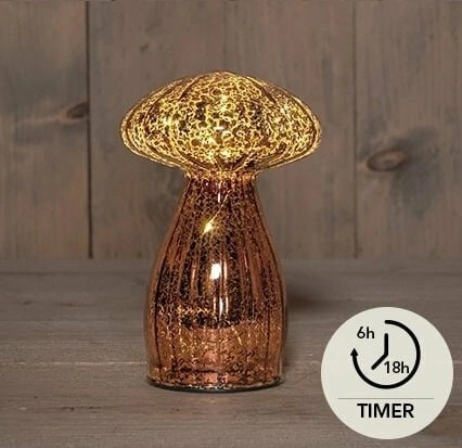 ANNA'S COLLECTION Paddenstoel glas 15x9.5cm bruin - afbeelding 1