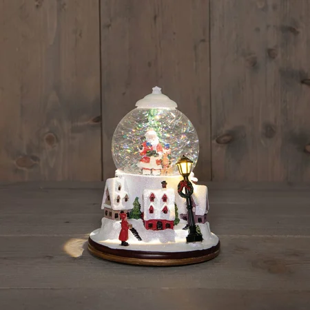 ANNA'S COLLECTION Sneeuwbol led kerstm. 21x15cm wit - afbeelding 1