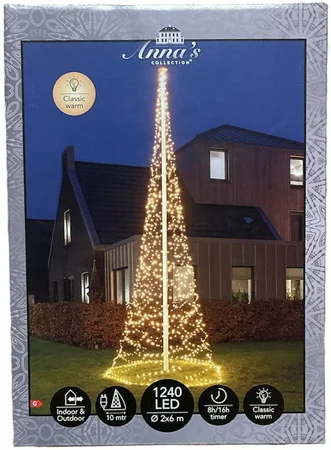 ANNA'S COLLECTION Vlaggenmast verl. 1240led 6x2m cw - afbeelding 1