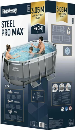 Bestway zwembad steel pro max set ovaal grijs 305