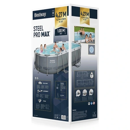 Bestway zwembad steel pro max set ovaal grijs 427