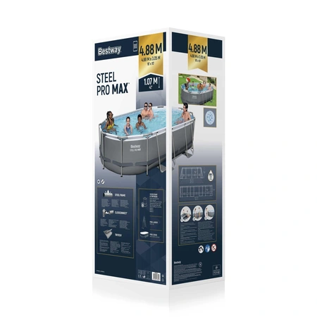 Bestway zwembad steel pro max set ovaal grijs 488