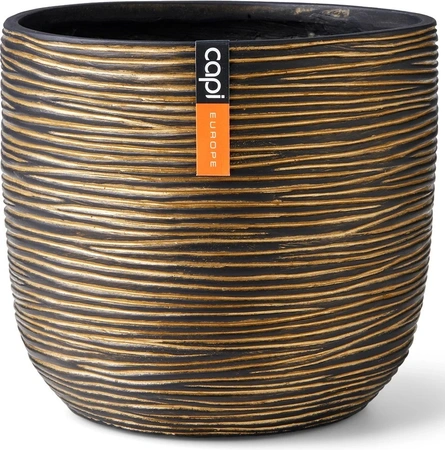 CAPI EUROPE Pot bol rib d9h8cm zwart/goud