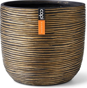 CAPI EUROPE Pot bol rib d9h8cm zwart/goud