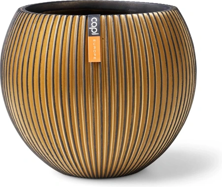 CAPI EUROPE Vaas bol groove d29h25cm zwart/goud