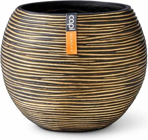 CAPI EUROPE Vaas bol rib 11x9 goud zwart