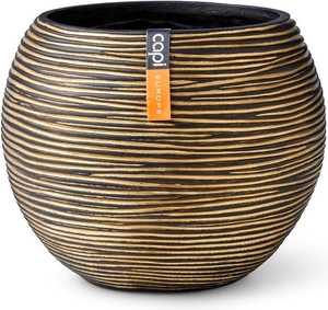 CAPI EUROPE Vaas bol rib d18h15cm zwart/goud