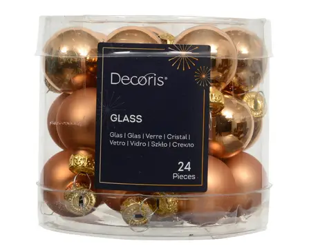 DECORIS Kerstbal glas d2.5cm brandy 24st - afbeelding 1