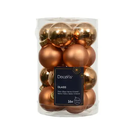 DECORIS Kerstbal glas d3.5cm brandy 16st - afbeelding 1