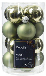 DECORIS Kerstbal glas d3.5cm rsmrn 16st - afbeelding 4