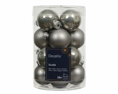 DECORIS Kerstbal glas d3.5cm zacht grs 16st - afbeelding 1