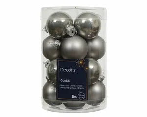 DECORIS Kerstbal glas d3.5cm zacht grs 16st