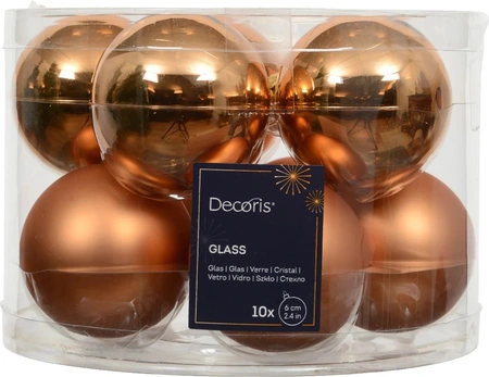 DECORIS Kerstbal glas d6cm brandy 10st - afbeelding 1
