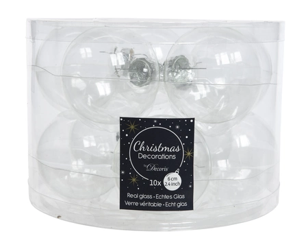 DECORIS Kerstbalmix glas d6cm 10st transp