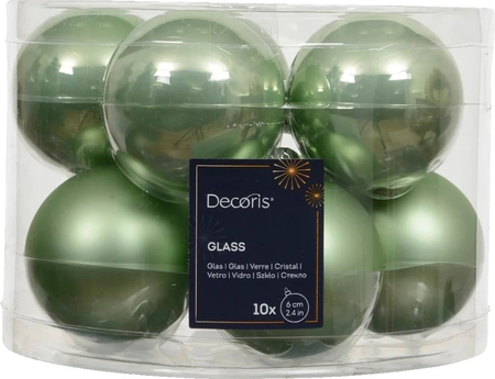 DECORIS Kerstbal glas d6cm grn 10st - afbeelding 1