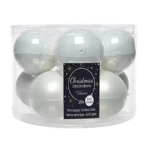 DECORIS Kerstbalmix glas d6cm 10st wntrwit