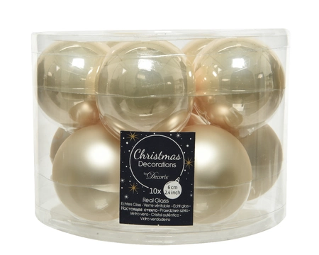 DECORIS Kerstbalmix glas d6cm 10st parel - afbeelding 1
