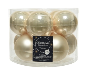 DECORIS Kerstbalmix glas d6cm 10st parel - afbeelding 1
