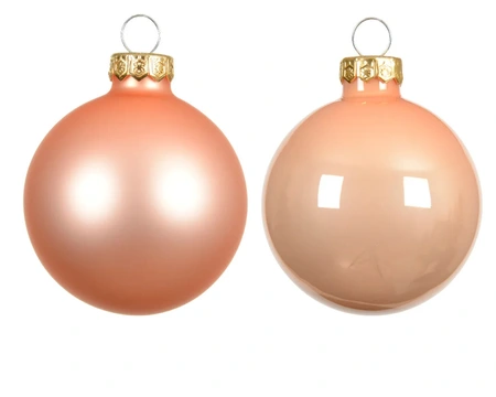 DECORIS Kerstbal glas d6cm peach pearl 10st - afbeelding 2