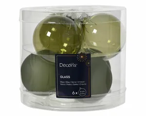 DECORIS Kerstbal glas d6cm rsmrn 6st
