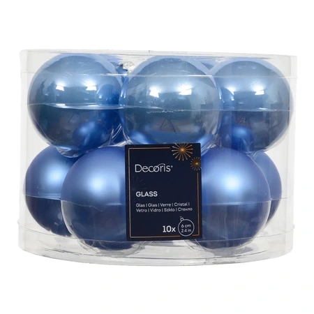DECORIS Kerstbal glas d6cm sky blauw 10st - afbeelding 1
