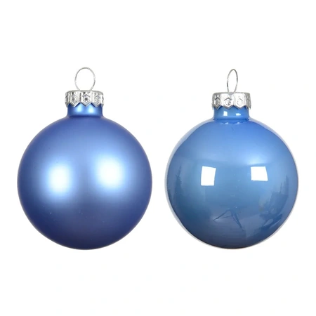 DECORIS Kerstbal glas d6cm sky blauw 10st - afbeelding 2