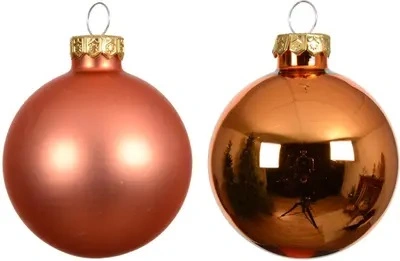 DECORIS Kerstbal glas d6cm warm orange 10st - afbeelding 2