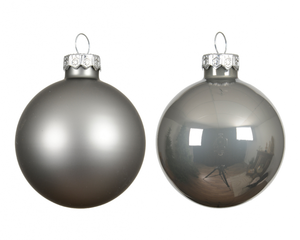 DECORIS Kerstbal glas d6cm zacht grijs 10st - afbeelding 2