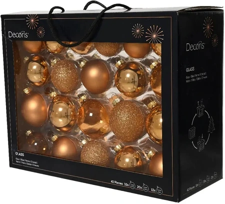 DECORIS Kerstbal glas d7cm brandy 42st