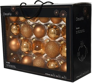 DECORIS Kerstbal glas d7cm brandy 42st