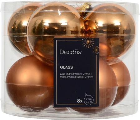 DECORIS Kerstbal glas d7cm brandy 8st