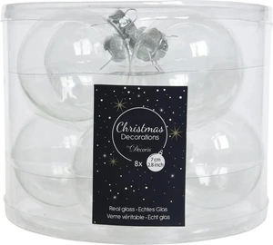 DECORIS Kerstbal glas d7cm glans 8st trnspt