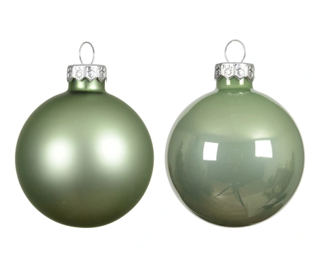 DECORIS Kerstbal glas d7cm matcha green 8st - afbeelding 2