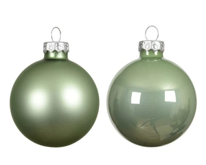 DECORIS Kerstbal glas d7cm matcha green 8st - afbeelding 2