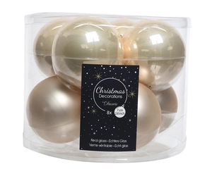 DECORIS Kerstbalmix glas d7cm 8st parel - afbeelding 2