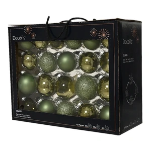 DECORIS Kerstbal glas d7cm rosemarijn 42st