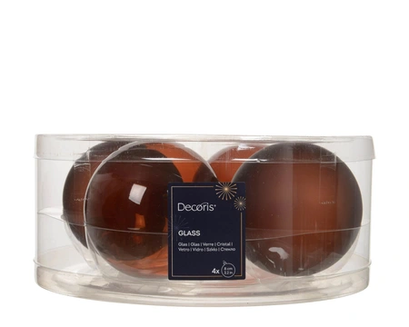 DECORIS Kerstbal glas d8cm espresso 4st - afbeelding 1