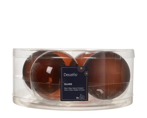 DECORIS Kerstbal glas d8cm espresso 4st - afbeelding 1