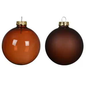 DECORIS Kerstbal glas d8cm espresso 4st - afbeelding 2