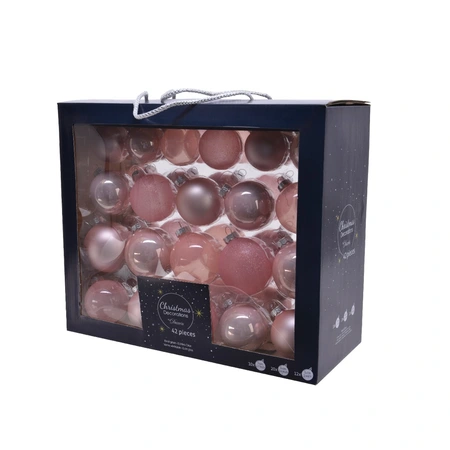DECORIS Kerstbal glas mix 42st poederroze