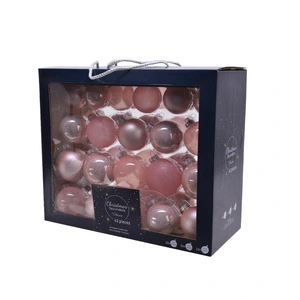 DECORIS Kerstbal glas mix 42st poederroze