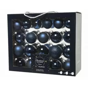 DECORIS Kerstbalmix glas d7cm 42st nachtblw