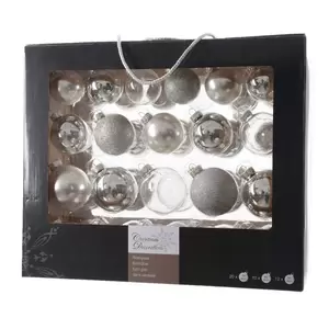 DECORIS Kerstbalmix glas d7cm 42st zilver