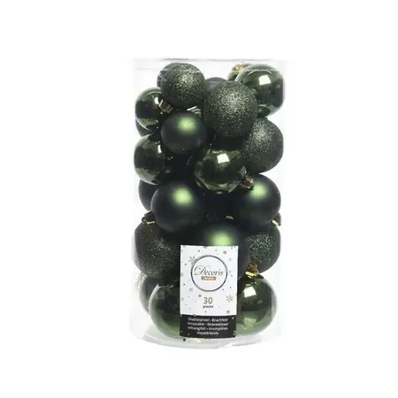 DECORIS Kerstbalmix plc d6cm 30st dengrn