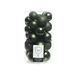 DECORIS Kerstbalmix plc d6cm 30st dengrn
