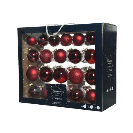 DECORIS Kerstbalmix glas d7cm 42st ossbld