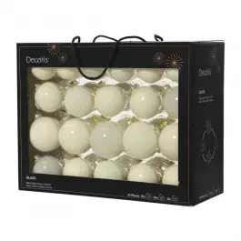 DECORIS Kerstbalmix glas d7cm 42st wolwit