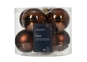DECORIS Kerstbalmix glas d7cm 8st espresso - afbeelding 2