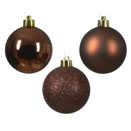 DECORIS Kerstbalmix plc d6cm 30st espresso - afbeelding 2