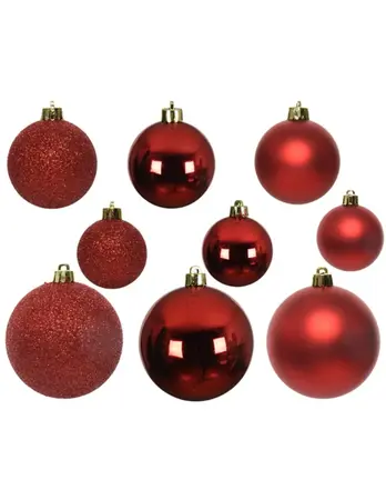 DECORIS Kerstbalmix plc d6cm 30st k.rood - afbeelding 2